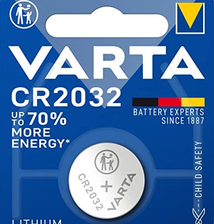 VARTA Batterien Knopfzelle CR2032, 1 Stück, Lithium Coin, 3V, kindersichere Verpackung, für elektronische Kleingeräte - Autoschlüssel, Fernbedienungen, Waagen