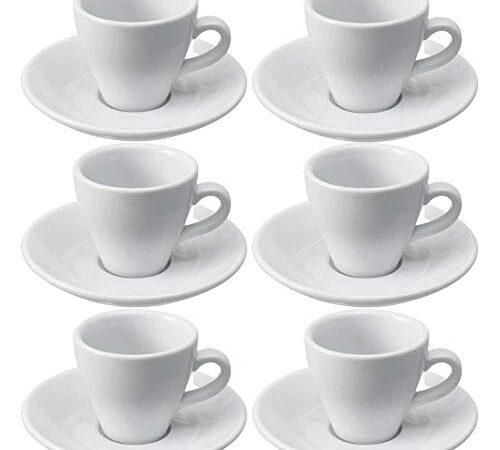Viva-Haushaltswaren - 6 dickwandige Espressotassen aus weißem Porzellan 2. Wahl