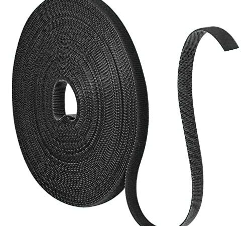 15m Klett Kabelbinder, 10mm Klettband Wiederverschließbar Klettverschluss Kabel Doppelseitiges Klett für Kabel Organizer(Schwarz)