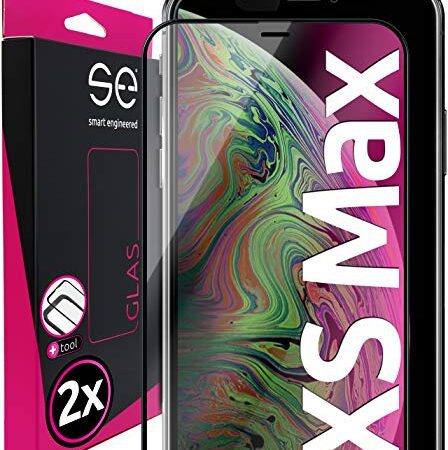 2x Schutzglas für iPhone XS Max - aus Deutschland 100% Passgenau mit Installationshilfe, kompatibel mit iPhone XS Max Schutzfolie Panzer Schutz Glas Folie Anti- Kratzer 9H Härte HD-Klar