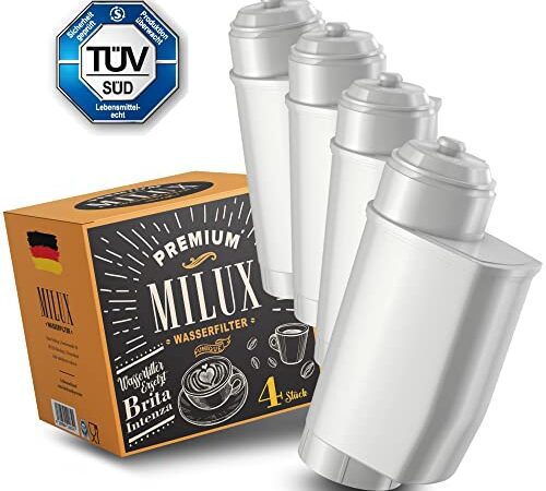 [4x] Wasserfilter für Brita Intenza | TÜV zertifizierter Kaffeegenuss | ersetzen Siemens TZ70003 / TCZ70033 / TCZ70033A | VAF004 von Milux®