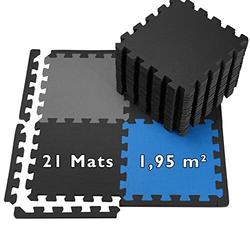 ALPIDEX 1,95 m² Bodenschutz Matte 21 Stück 30 x 30 x 1 cm Fitnessmatte Sportmatte Puzzlematte Unterlegmatte Schutzmatten Turnmatte Bodenmatte Trainingsmatte Platten Gymmatte, Farbe:black