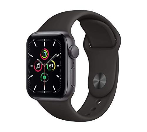 Apple Watch SE (GPS, 40MM) Aluminiumgehäuse Space Grau Schwarz Sportarmband (Generalüberholt)