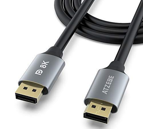 ATZEBE 8K DisplayPort Kabel 1m, Displayport auf Displayport Kabel 1.4 unterstützt 8K@60Hz(7680 x 4320) 4K@120Hz, 32.4Gbit/s, HBR3, DSC, HDR10, 3D, HDCP2.2, DP Kabel für Monitor, Gaming Grafikkarte