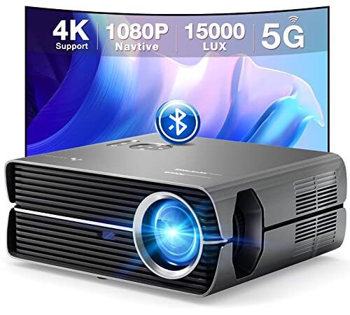 Beamer 4K heimkinom Full HD, 1080P 12000Lumens 5G WLAN Bluetooth Video Projektor with Portable Tasche, Hohe Helligkeit, LED Handy Beamer, kompatibel mit Fire Stick, Mobiler, Smartphone PS5