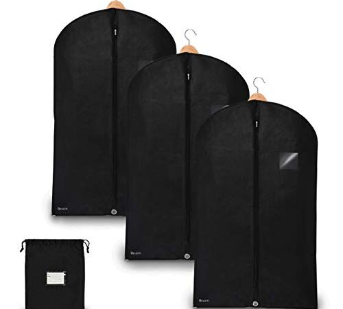 Bruce. ® 3 x Premium Kleidersack inkl. Schuhbeutel I 100 x 60 cm I Optimierte Materialstärke von 120 GSM I Hochwertige Kleiderhülle für Anzug und Kleid I Atmungsaktive Anzugtasche für Reisen