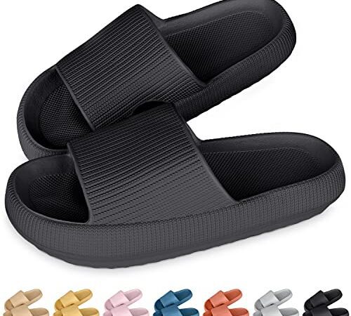 Cozislides Original Slippers Cloudyzz Schlappen Wolke Hausschuhe Gummi Home Slippers Badeschuhe rutschfeste Pantoletten Sommer Garten Badelatschen Flip Flops für Damen Herren Schwarz 40/41 EU
