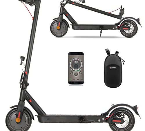 E Scooter mit Straßenzulassung, ABE Elektroroller Belastung bis 120kg, 30 km Reichweite, LED, 20km/h, 350W Motor, 8,5 Zoll Wabenreifen,Duales Bremssystem E Roller für Erwachsene (Doppelfederung)