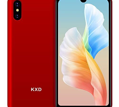EL KXD A1 Smartphone ohne Vertrag Günstig 5,7 Zoll 16GB ROM, 128GB Erweiterbar 2500mAh Akku, 8MP+5MP Kamera Dual SIM Gesicht entsperrt Android 8.1 Quad-Core 3G Handy 3 Slots/GPS/WiFi/FM - Rot