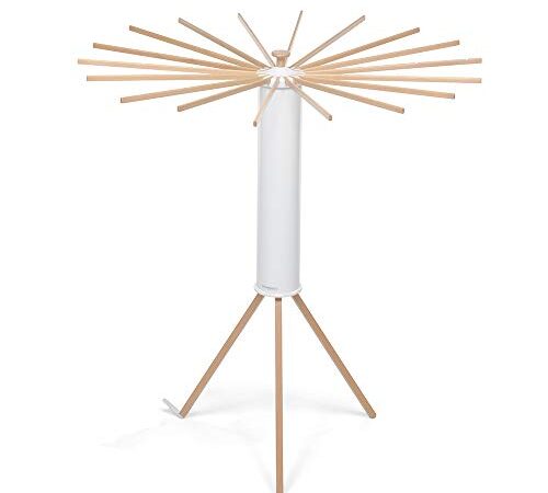 Foppapedretti Octopus Myhome Wäscheständer, Aluminium/PVC/Holz Buche, weiß, 112 x 112 x 121 cm, eine Reggiera natürliche Farbe