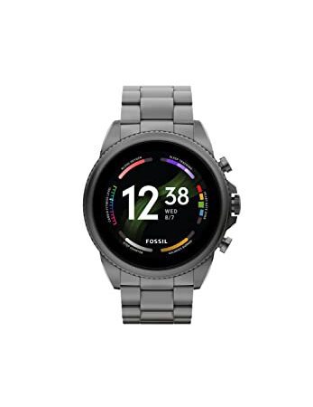 Fossil Gen 6 Herren-Smartwatch mit integrierter Alexa Edelstahl schwarz Edelstahlband rauchgrau, FTW4059