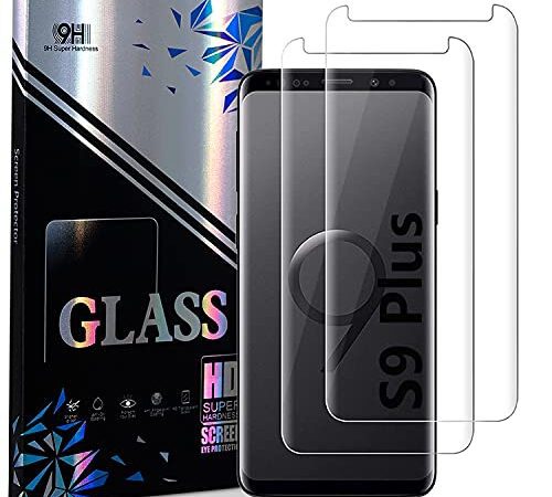 für Samsung Galaxy S9 Plus Panzerglas Schutzfolie [2 Pack] [9H Härte] [Blasenfreie] [3D transparentes HD-Glas] Full Coverage Displayschutzfolie für S9+