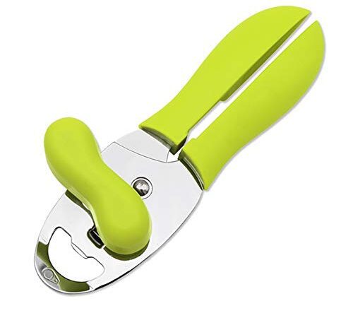 Fundaful Manuelle Dosenöffner, 4-in-1-Sicherheitsöffner, glatte Kante, mit rutschfestem Griff und ergonomischem Drehknopf, Deckelöffner für ältere Menschen mit Arthritis, Grün