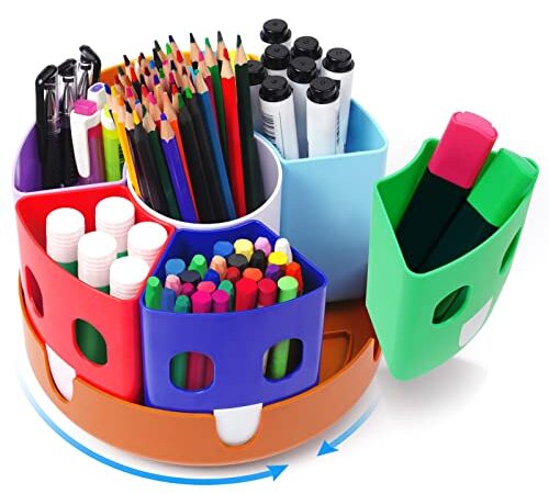 GAMENOTE Rotierende Stiftehalter Schreibtisch Organizer - Kinder Schreibtisch Behälter zum Aufräumen und Aufbewahren, Drehbare Ablage für Bürobedarf Schulbedarf liefert Handwerk Behälter (Klein)