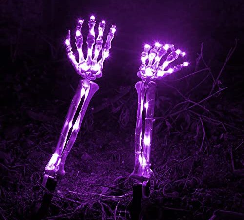 Halloween Deko Skelett Hände Deko, Schädel Realistische Gruseliger Skeleton für Halloween Party Garten Hof Dekoration