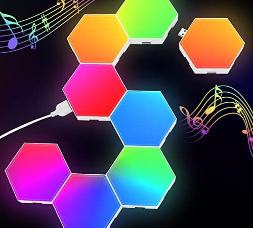 Hexagon LED Panel - RGB Smart LED Panel Lights Sechseck Wandleuchten Gaming Wand Licht Musik Sync - 8 Pack Lichtpanels Gaming Stimmungslichter Deko