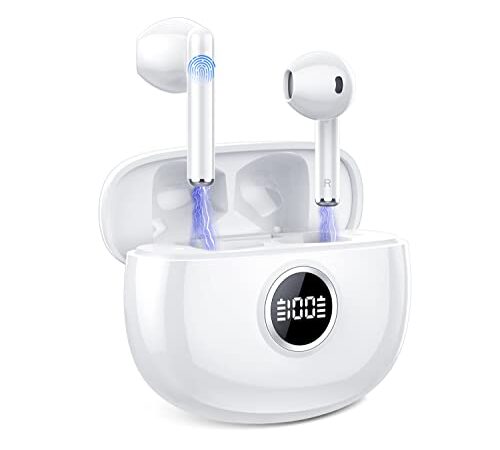 IKG Bluetooth Kopfhörer in Ear, Kopfhörer Kabellos Bluetooth 5.3, Deep Bass Stereoklang, 37 Std Akkulaufzeit, Wireless Kopfhörer mit Mikrofon, I-P7 Wasserdicht, LED Anzeige USB-C, Sport Ohrhörer