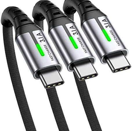 INIU USB C Kabel, Ladekabel USB C [3 Stück/0,5+2+2m] Typ C 3.1A Schnellladekabel, Nylon USB A auf USB-C Handy Datenkabel für Samsung Galaxy S23 S22 Tablet Google Pixel 7 Pro Huawei Xiaomi PS5 usw.
