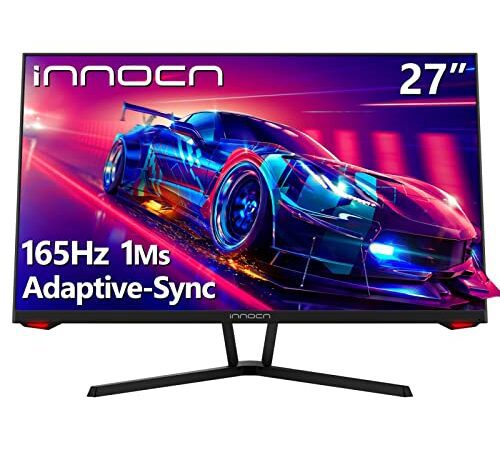 INNOCN Gaming Monitor 27 Zoll, 165Hz FHD 1ms PC Bildschirm, VA Panel, FreeSync GSync Compatible, Flicker Free, Ambiente Licht, Crosshair (HDMI, DisplayPort, Audio) 12 Monate Garantie, Schwarz, 27G1G