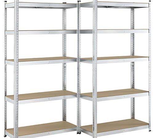 Juskys 2er-Set Lagerregal Basic 2X 180x90x40cm (HxBxT) | 1750 kg | 10 Böden | Schwerlastregal Steckregal Metall Kellerregal Regalsystem Regal verzinkt
