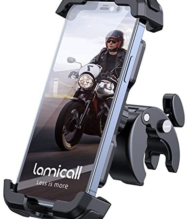 Lamicall Handyhalterung Motorrad, Handyhalter Fahrrad - 2022 Universal 360° Lenker Halter für iPhone 14 Pro Max Plus, SE, 13 12 Pro Max Mini, 11 Pro Max, Xs, XR, X, 8, 7, 6, Samsung S10 S9, Smartphone