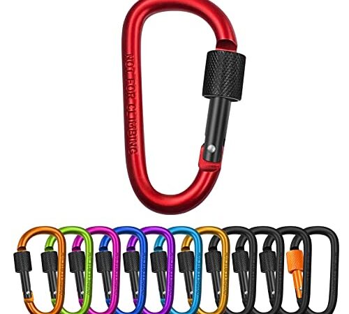 LUZOON Karabiner Karabinerhaken Karabiner Schlüsselanhänger 12 Stück Aluminium Schraubkarabiner für Camping Angeln Wandern oder Reisen