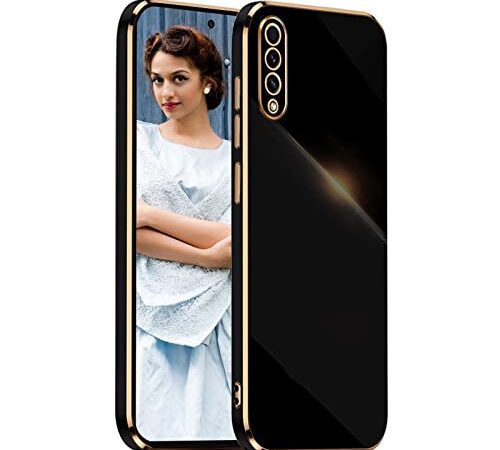 NEINEI Hülle für Samsung Galaxy A50/A30S/A50S,Galvanisiertes Kieselgel Ultra Dünn Kratzfeste TPU Handyhülle,Einfaches Stilvoll Spiegel Shiny Stoßfeste Schutzhülle Cover Case,Schwarz