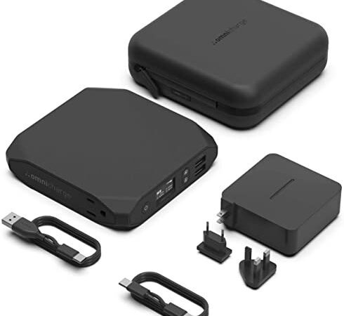 Omni 20+ Power Bank Bundle - 20000 mAh AC/DC/USB-C Powerbank mit Schutzhülle und Schnellladegerät von Omnicharge