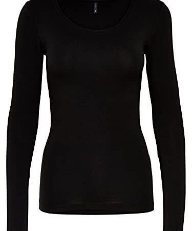 ONLY Damen Longsleeve Onllive Love Life Basic Damen-Shirt 15204712 Black M