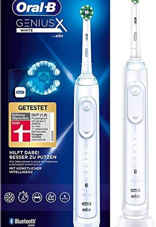 Oral-B Genius X Elektrische Zahnbürste/Electric Toothbrush, 6 Putzmodi für Zahnpflege, künstliche Intelligenz & Bluetooth-App, Geschenk Mann/Frau, Designed by Braun, weiß
