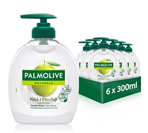 Palmolive Seife Naturals Milch und Olive 6 x 300 ml - Flüssigseife für alle Hauttypen, Handseife, flüssige Handseife