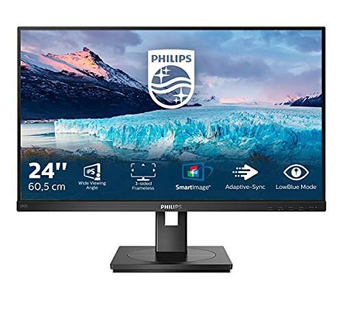 Philips 242S1AE - 24 Zoll FHD Monitor, höhenverstellbar (1920x1080, 75 Hz, VGA, DVI, HDMI, DisplayPort) schwarz