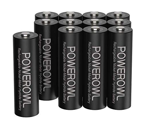 POWEROWL AA Akku 2800mAh Wiederaufladbar Batterien AA (Geringe Selbstentladung, 1200 Zyklen) 1.2v NI-MH AA Akku Batterien (12 Stück)