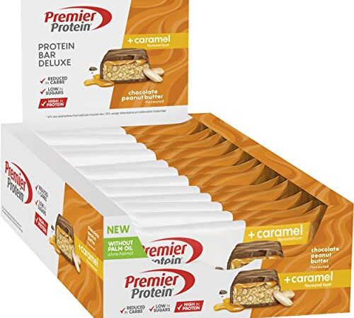 Premier Protein Bar Deluxe Chocolate Peanut Butter 12x50g - High Protein Low Sugar + Kohlenhydratreduziert + Palmölfrei