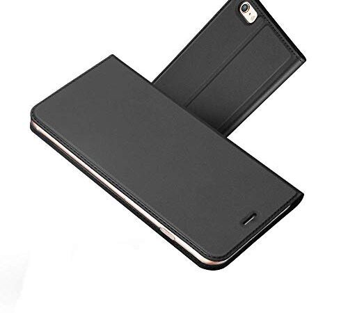 RADOO iPhone 6S Hülle,iPhone 6 Hülle, Premium PU Leder Handyhülle Brieftasche-Stil Magnetisch Klapphülle Etui Brieftasche Hülle Schutzhülle Tasche für Apple iPhone 6/6S 4.7 Zoll (Schwarz Grau)