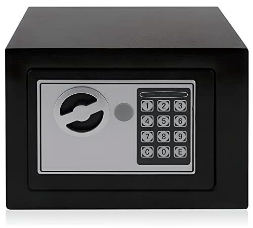 Retoo Tresor für Zuhause, Kleiner Elektronischer Safe, Möbeltresor 17 x 23 x 17 cm, Batteriebetrieben, Panzerschran Zahlenschloss, Elektronikschloss, Elektronischer Safe, Boden Tresor