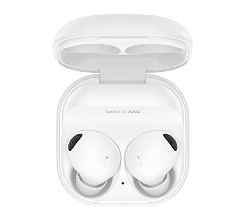 Samsung Galaxy Buds2 Pro kabellose Bluetooth-Kopfhörer, True Wireless, Geräuschunterdrückung, Lade-Etui, Klangqualität, Wasserabweisend, White inkl. Nukin Clear Case[Exklusiv bei Amazon]