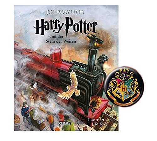 SCHMUCKAUSGABE: Harry Potter und der Stein der Weisen (vierfarbig illustrierte Schmuckausgabe) + 1. Original Harry Potter Button