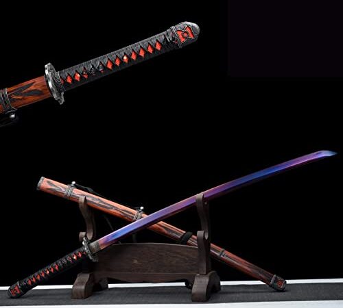 SCJSHU 105cm Sekiro Katana,Handpolierte Manganstahl Samurai-Schwerter mit Redwood-Scheide,handgemachtes Undead Cut Samurai-Schwert für Sammlung,Geschenke,Cosplay,Kendo,Kampfsport