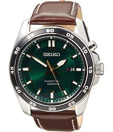 Seiko Herren-Uhr Kinetik Edelstahl mit Lederband SKA791P1