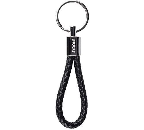 Snocks Schlüsselanhänger Leder mit Gravur Goldstück - Geschenk für Frauen und Männer (1x Edel Black, Onesize)