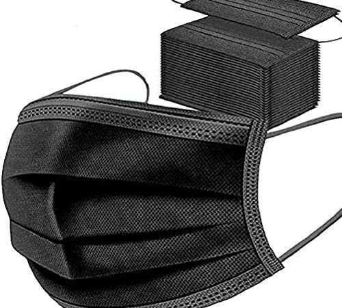 SYMTEX 100 Stück Schwarze Medizinisch Chirurgische Masken Type IIR Norm EN 14683 zertifizierte CE Mundschutzmasken OP Maske 3-lagig Mundschutz Gesichtsmaske Einwegmaske mund und nasenschutz