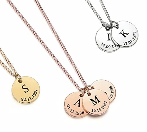 TMT Personalisierte Kette Mit Buchstaben (silber gold rosegold) Mutter Tochter Kette Mit Gravur Geschenk Mama Geburtstag Initialen Kette Familienkette Personalisiert