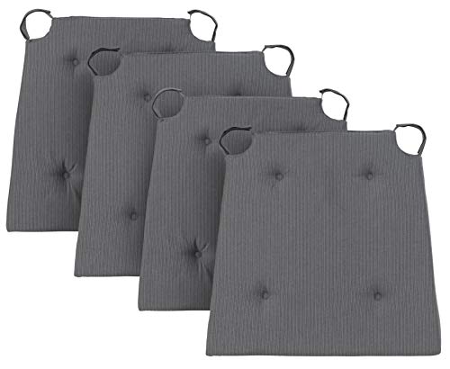 Traumnacht Stuhlkissen Basic 4er Set, mit einem Baumwollbezug, 40 x 42 x 4 cm, grau, Öko-Tex zertifiziert, produziert nach deutschem Qualitätsstandard, 4 Stück (1er Pack)