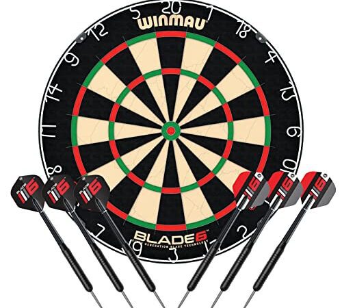 WINMAU Blade 6 Professionelle Bristle Klassische Dartscheibe with Darts Set (2 Sätze Darts)