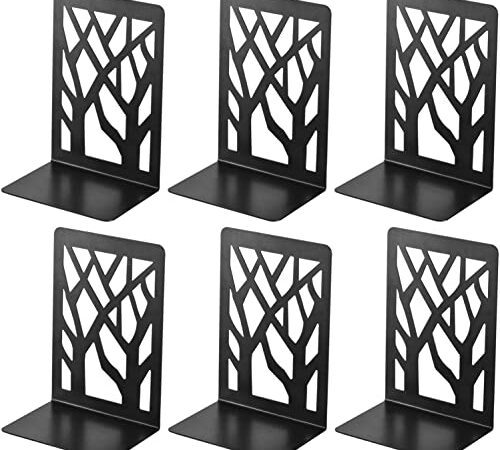 3 Paar Buchstützen, Buchstütze aus Metall Bücher Halter Regal , Bookends Buchstopper, Buchhalterung Buch Halter Unsichtbares Bücherregal für Bücherregal, Küche, Büro, Schule, Bibliothek, Schwarz