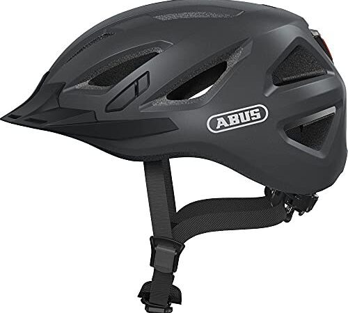 ABUS Stadthelm Urban-I 3.0 - Fahrradhelm mit Rücklicht, Schirm und Magnetverschluss - für Damen und Herren - Titan (gräulich), Größe L