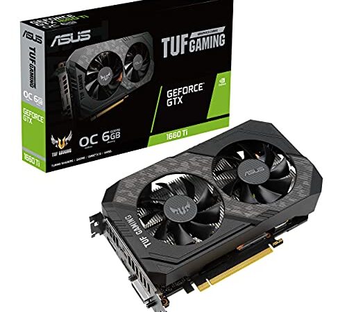 ASUS TUF NVIDIA GeForce GTX 1660 TI 6G OC Edition Gaming Grafikkarte (PCIe 3.0, 6GB GDDR6 Speicher, HDMI 2.0b, DIsplayPort 1.4, Nvidia Turing, TUF-GTX1660TI-O6G-Evo-Gaming) Schwarz