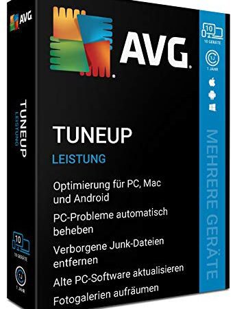 AVG TuneUp, 10 Geräte, 1 Jahr, Download Code: Leistung. Optimierung für PC, Mac und Android. PC-Probleme automatisch beheben. Verborgene Junk-Dateien ... aktualisieren. Fotogalerien aufräumen