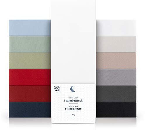 Blumtal Basics Mikrofaser Spannbettlaken 180x200cm - Bettlaken, Oeko-Tex Zertifiziert, bis 25cm Matratzenhöhe, Weiß